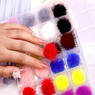 China Nail Art Decoration 24 Grid Nail Magnetic Puffy Pom Poms For Nails Kit Nail Charm For DIY Decoration for sale