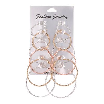 China TRENDY Fashion Multiple Earring Sets Circle Metal Texture Twisted Multi Plating 6 Pairs Earring Jewelry For Women for sale