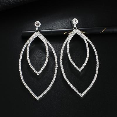 China Hiphop Popular Hip-pop Double Buckle Large Rhinestone Mail Earrings Women Jewelry for sale