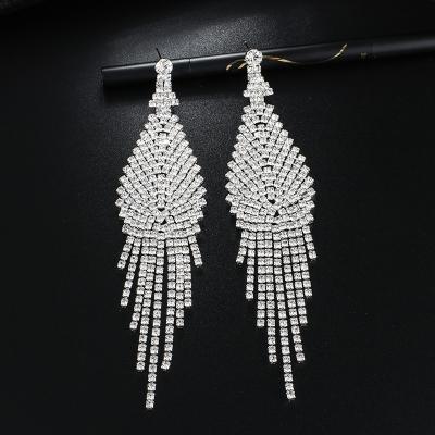 China Lady FASHIONABLE Social Occasion Style Tassel Crystal Rhinestone Graduated Tassel Bling Bling Earrings Accessories for sale