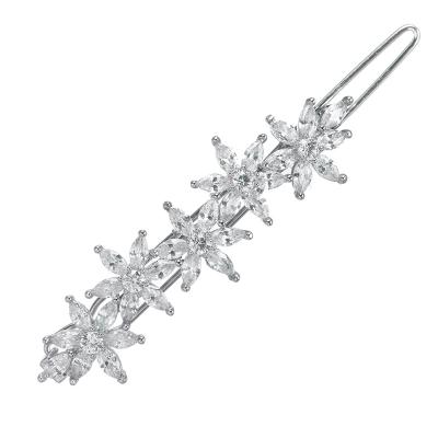 China Luxury High Quality Bridal Zircon Flower Hair Clip Cubic Zirconia 5 Flower Marquis CZ Stone Bridal Hair Clips Bobby Pins for sale