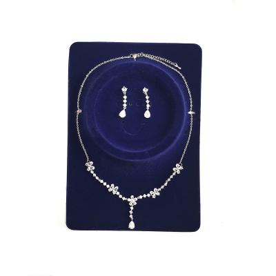 China Flower Romantic Fine Zircon Bridal Necklace And Earring Sets Y Shape Bridal Jewelry Sets For Wedding for sale