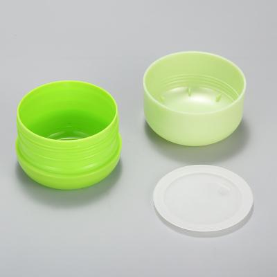 China 180g Cosmetic Packaging Green Plastic Cosmetic Cream Jar With Plastic Lid for sale