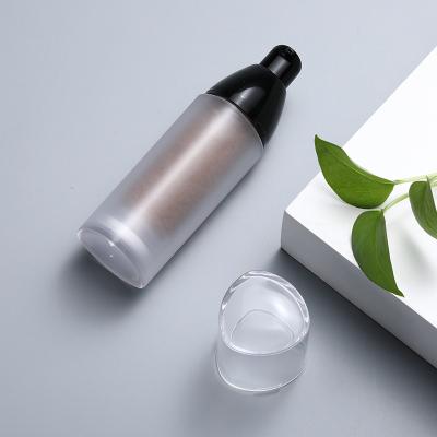 China 25ml Cosmetic Packaging Skin Care Empty Cosmetic Plastic Containers Frosted Round Foundation Lotion Bottle With Pump Cap for sale