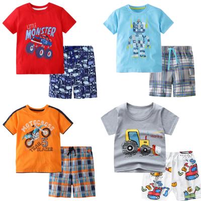 China Summer casual hot children's clothing style shorts T-shirt + pants suits factory wholesale children's clothing boy suit two sets for sale