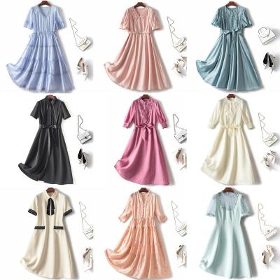 China Custom Women's Long Dress Anti-Static With Striped Shirt And Fashionable Women's Long Sleeves Short Sleeve Casual Casual Dresses for sale