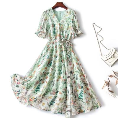 China 2022 summer new women's body chiffon thin skirt anti-static temperament floral dress for sale