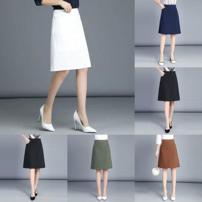 China Professional Worked Women's Office Lady Anti-Static Skirt Stretch Formal Striped Fabric Skirt Korean Style Line Up Casual Dress Skirt for sale