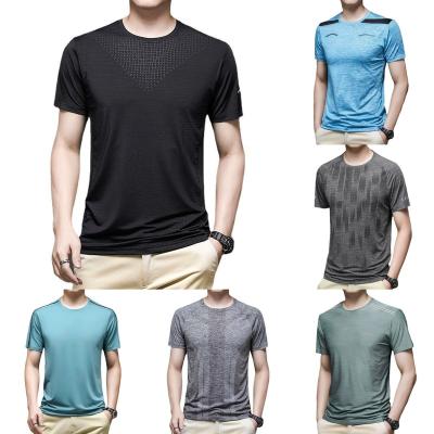 China Men's T-shirt Ice Men's Short Sleeve Breathable T-shirts QUICK DRY T-shirt Summer Slim Loose Mesh Sports Silk T-shirt Breathable T-shirts for sale