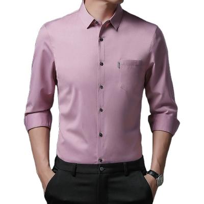 China Anti-pilling shirts 2022 new arrival men's solid color with pocket fashion personality men's long-sleeved shirt casual slim top blouse for sale