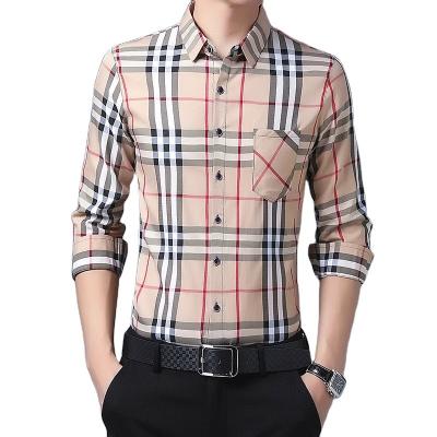 China Factory direct wholesale custom long sleeve men's plaid 100% cotton casual shirts anti-pilling for sale