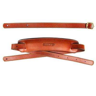 China 2.5 Inch Width GUITAR Leather Guitar Strap Double Padded Genuine Soft Brown Guitar Strap Set for Acoustic, Electric and Bass Guitars for sale