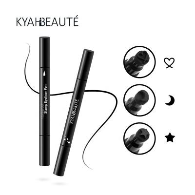 China KYAHBEAUTE Waterproof Double Sided Eye Liner Black Heart Moon Tattoo Seal Pen Sketch Marker Liquid Adhesive Starry Eyeliner Stamp for sale