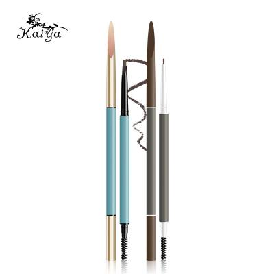 China Custom Wholesale Cosmetic Logo Slim Auto Eye Makeup Pen Brown Vegan Angled Waterproof Micro Eyebrow Pencil for sale