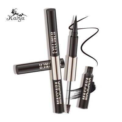 China Water Resistant 2 IN 1 Liquid Liner Pen Fiber Lash Gel Double Eyeliner Custom Private Label Black Finished Eyeliner And Mascara for sale