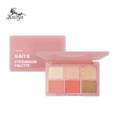 China Waterproof custom makeup 6 colors sombras dye makeup 6 colors high eyeshadow pan pink vegan private label eyeshadow palette for sale