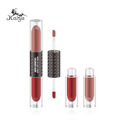 China Wholesale Waterproof Double Ended Long Lasting Waterproof Liquid Lipstick OEM Private Label 2 In 1 Lip Gloss for sale