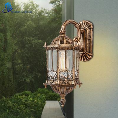 China European style classic tempered glass wall lights outdoor waterproof garden lamp bronze led wall light fixture for sale