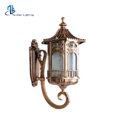 China Tempered Glass Led Wall Lights Outdoor Waterproof Antique Villa Garden Lamp Base Pathway Wall Lighting for sale