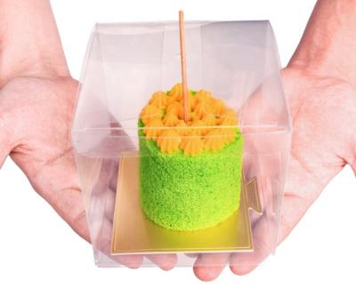 China Recyclable Clear Single Folding Transparent PET Cake Box PET Plastic Food Packaging Box With Hole Top for sale