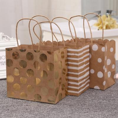 China Recyclable Wholesale Multifunctional Customized Kraft Paper Bag Dot White Stripes Printed Kraft Paper Bag for sale