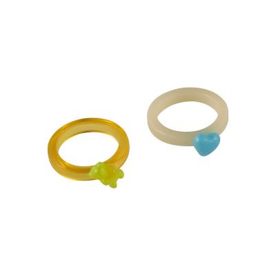 China MISSNICE FASHION NEW Fashion Trendy Spring And Cute Girl Summer Bear Loving Ring Acrylic Colorful Sweet Two-piece Set Ring for sale