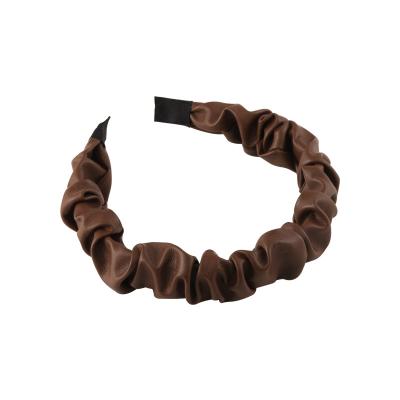 China Retro leather pleated leather headband increased Korean simple hair leather accessories of new autumn and winter headband fashion sense for sale