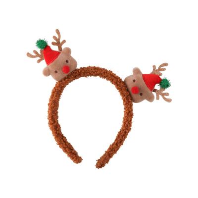 China Cute Fabric MISSNICE Christmas Headband Elk Horn Snowman Headband Face Wash Makeup Headband Hair Squeezing Hair Accessories for sale