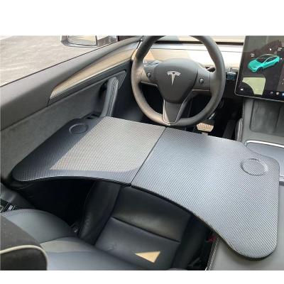 China Luxury Tesla Car Trip Table Car Laptop Desk Lunch Model Table y Tray Upgrade Carbon Fiber Universal Large Size Foldable for tesla for sale