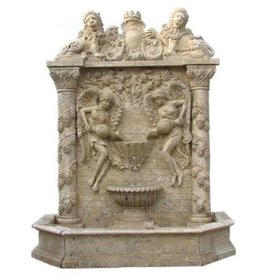 China Angel Garden Wall Art Water Fountain European Carved Stone for sale