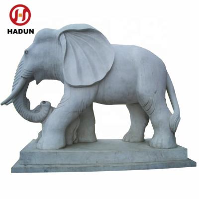 China Eco - Friendly 3D Large Garden White Elephant Marble Sculpture for sale