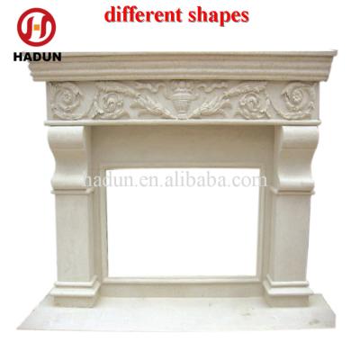 China Classic Mix-Shapes Hebei Style Natural Marble Sculpture Fireplace Frame for sale