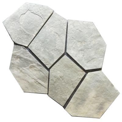 China Green Stone Outdoor Natural Slate Irregular Slab Eco - Friendly Decoration for sale