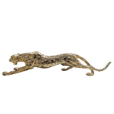 China Europe Artificial Gold /Silver Plated Animal Leopard Resin Statue Figurine Sculpture Home Decoration Craft for sale