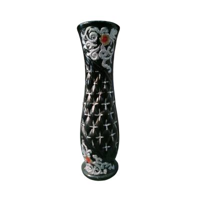 China Home Decoration CLASSIC 60cm Black Mosaic Resin Round Floor Ceramic Flower Vase 60x15cm for sale