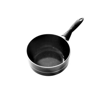 China Sustainable Kitchen Black Marble Casserole With Lid Induction Cookware Aluminum Coating Nonstick Pan 18cm for sale