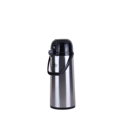 China PORTABLE 1.9L Stainless Steel Black Coffee Bottle Pump Vacuum Insulated Thermos Flask Water Keep Hot Beverage Cold Air Pressure Pot for sale