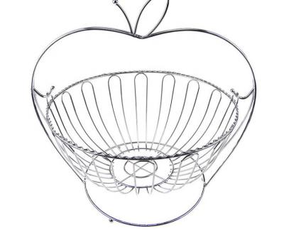 China Wholesale Cheap Fruit Basket Viable Metal Iron Apple Shape Food Storage 25x29cm for sale