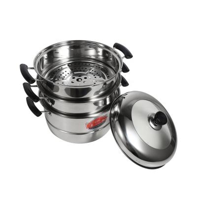 China Sustainable Home Kitchen Cooking Induction 3 Tier 28 Cm Stainless Steel Steamer Pan Set for sale