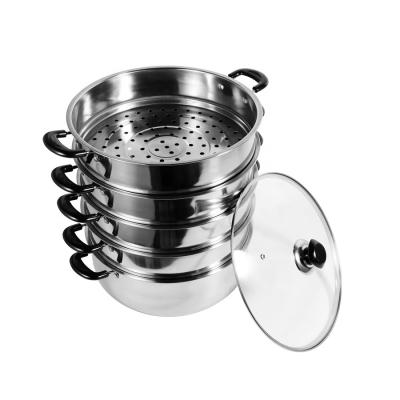 China Cookware Sustainable Induction Multilayer 34 Cm Stainless Steel Steam Boiler Pot 5 Tier for sale