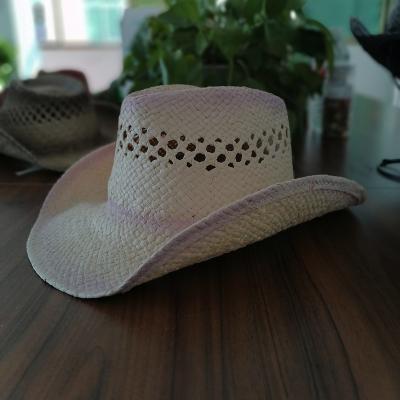 China Formal Unisex Cowboy Cowgirl Straw Hat Texas Beach Hat Light Flat Straw Cowboy Hat Brim Plain Paper Sombreros for sale