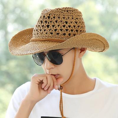 China Fashion Stock Mens Straw Hat American Western Texas Cowboy Hat Shapable Brim Panama Hat Mexico Paper Breathable Sombreros for sale