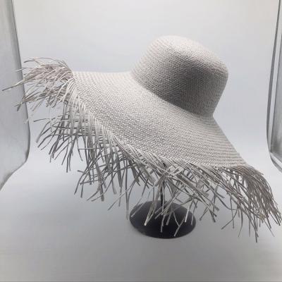 China Summer Floppy Sun Visor Wide Brim Women Straw Hat Wide Rough Brim Hat Brim Hat for sale