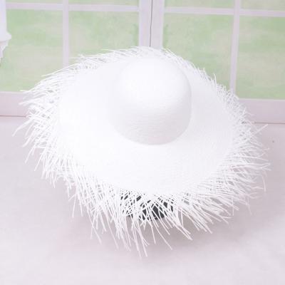 China Summer Custom Straw Hat Wide Rough Brim Straw Hat Wide Brim Beach Women's Beach Hat Soft Paper Sun Visor Hat for sale