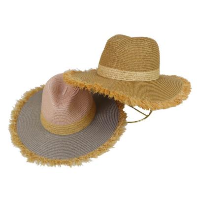 China Ladies Summer Striped Straw Hats Running Hats For Women Beach Sun Hats Floppy Sun Hat With New Brim Lace Trimming for sale