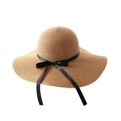 China Image Stock Women Model Fashion Shows Wide Brim Straw Hat Sun Visor Beach Soft Sun Hat Large le large for sale