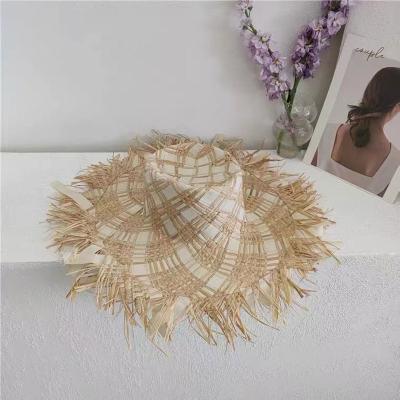 China Picture Women Straw Hat for Catwalk Fashion Brim Straw Floppy Hat Summer Sun Visor Rough Beach Hat for sale