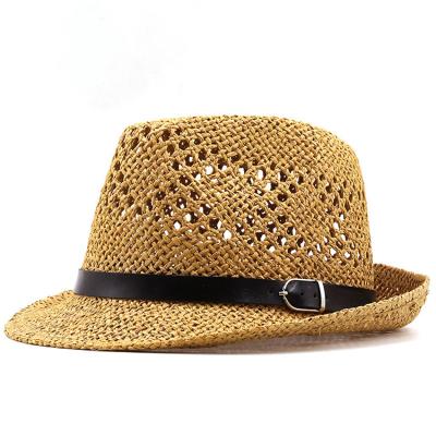 China Straw Hat Custom Printing Sun Summer Straw Fedora Hat Straw Jazz Hat Fashion Running Paper Beach On Ribbon for sale