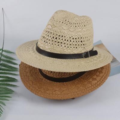 China Men's Wide Brim Panama Hat Mexico Paper Sombreros Straw Cowboy Hat Summer Beach Sun Shapable for sale