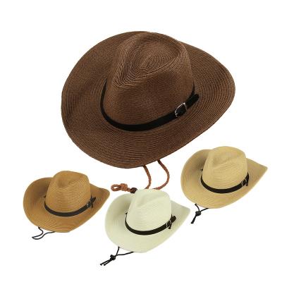 China Fashion Men's Wide Brim Panama Hat Mexico Paper Sombreros Cowboy Hat Summer Beach Sun Shapable for sale